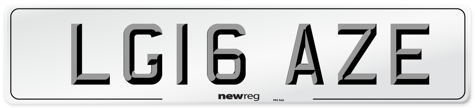 LG16 AZE Number Plate from New Reg